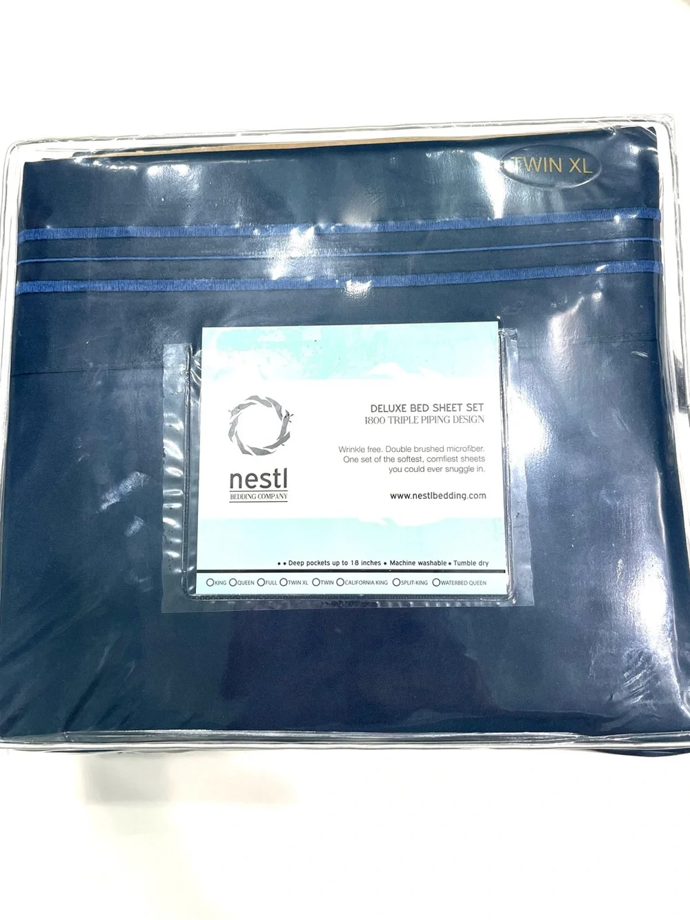 1800 Thread Deluxe Twin XL Bed Sheet Set with Triple Piping